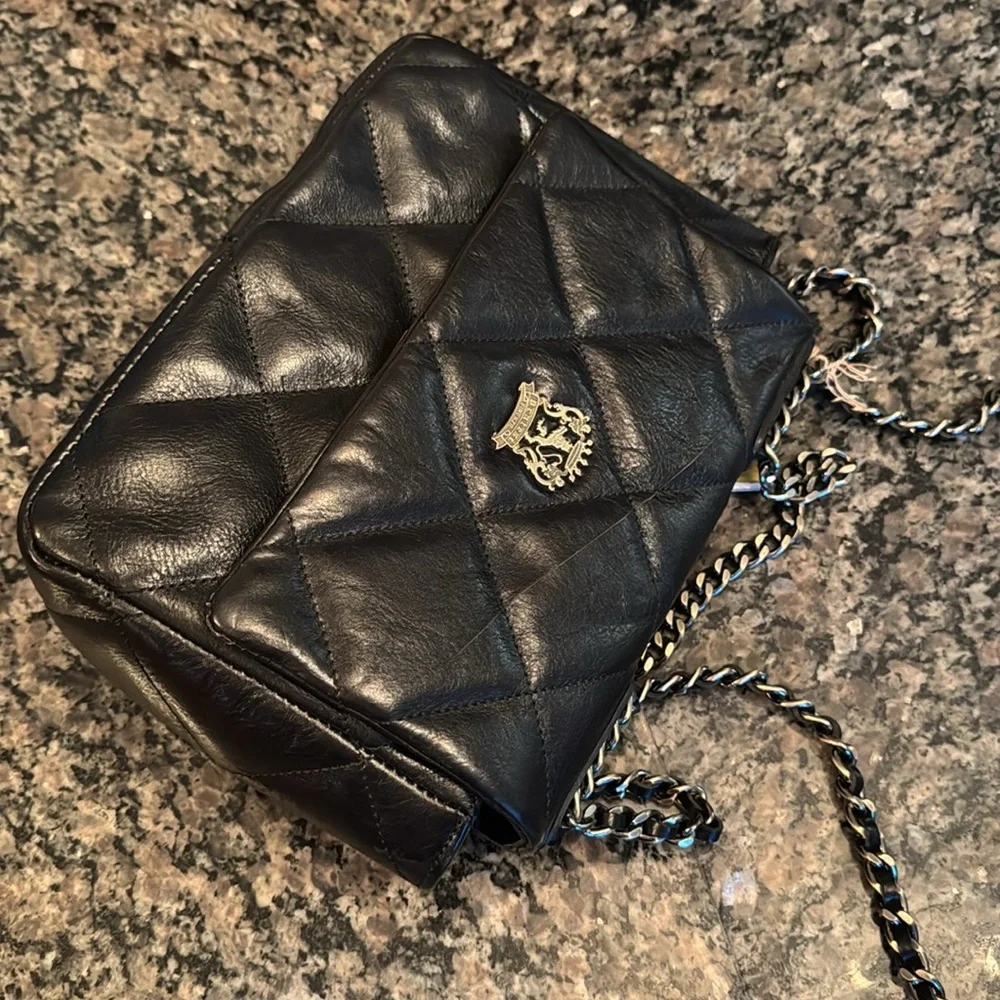 Pratesi Firenze Italian quilted black leather should bag NWT - Picture 11 of 15